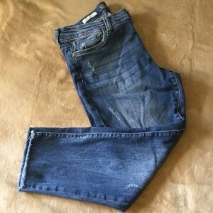 Kut from the Kloth Light and Medium Blue Crop Straight Leg Jeans